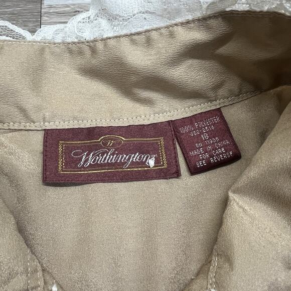 Vintage Worthington Poly Lace Blouse Pleated Size 18 M-L - A128 - Picture 4 of 4